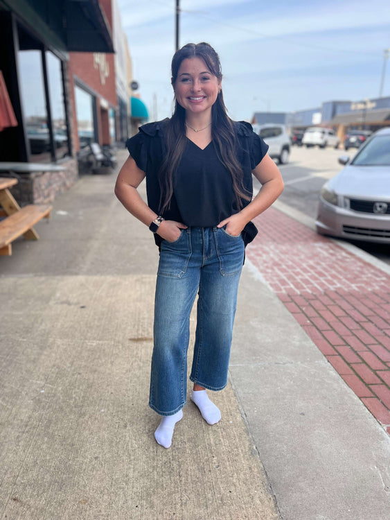 Judy Blue HW Utility Pockets Crop Wide - Plus Sizes