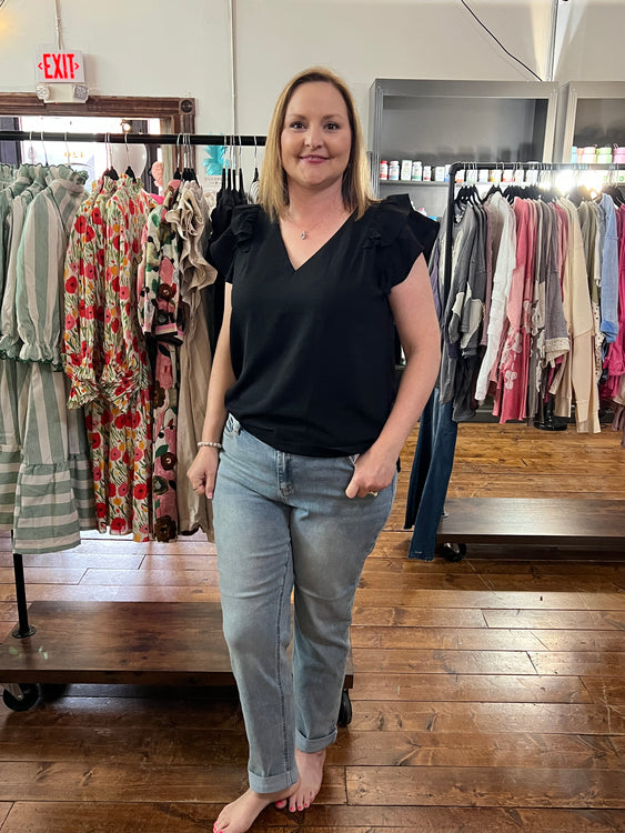 Judy Blue V-Front Cool Denim Cuff Boyfriend - Regular Sizes