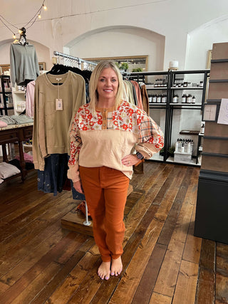 Judy Blue Aub Orange Double Cuff Jogger - Regular Sizes