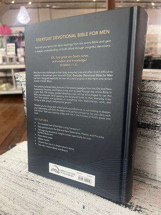 Christian Art Gifts Devotional Bible NLT for Men Hardcover