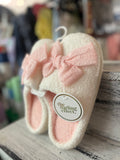 The Darling Effect Betty Bow Blush Fuzzy Slippers