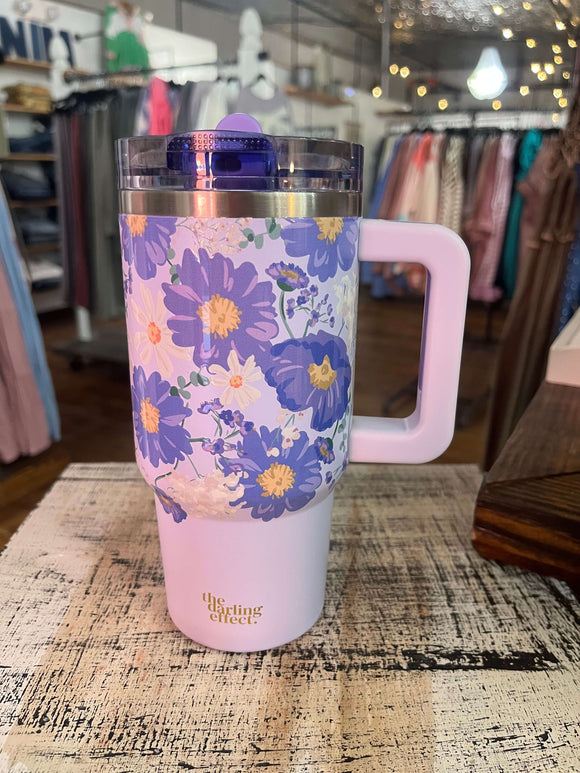 Darling Effect 20oz Lifestyle Flip Straw Tumbler Bouquet Beauty Purple