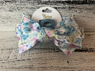 The Darling Effect Satin Bow Claw Clip Secret Garden Blue