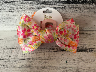 The Darling Effect Satin Bow Claw Clip Secret Garden Pink