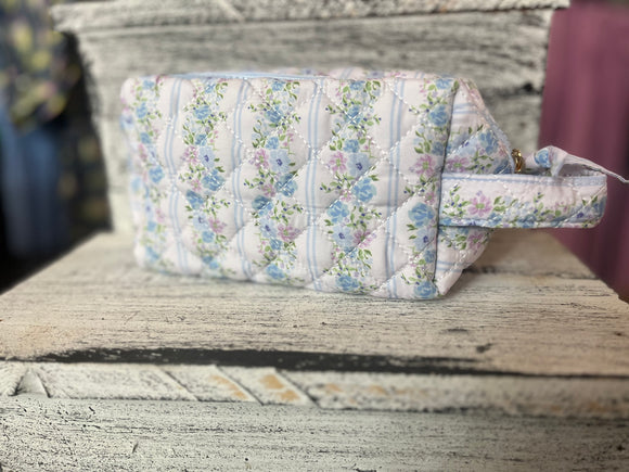 The Darling Effect Essentials Quilted Cosmetic Pouch Petal Parade Blue
