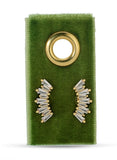 Splendid Iris Gold Curved Baguette Stud Earrings