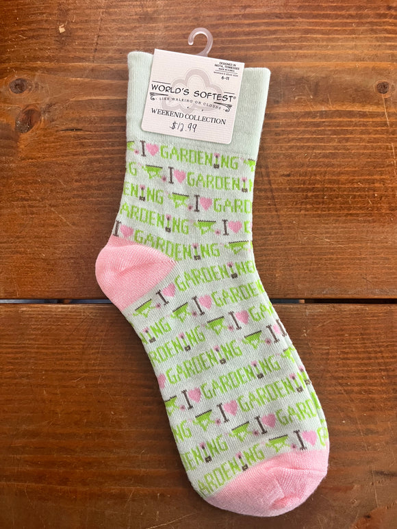 World's Softest Socks Mini Crew I Heart Gardening Socks