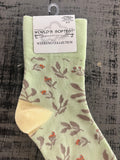 World's Softest Socks Garden Mini Crew Lime Multi Foliage Socks