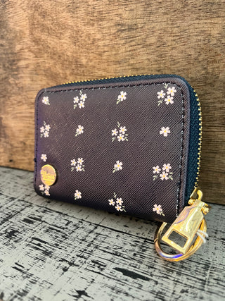 Darling Effect Pretty Posies Navy Zip Around Wallet