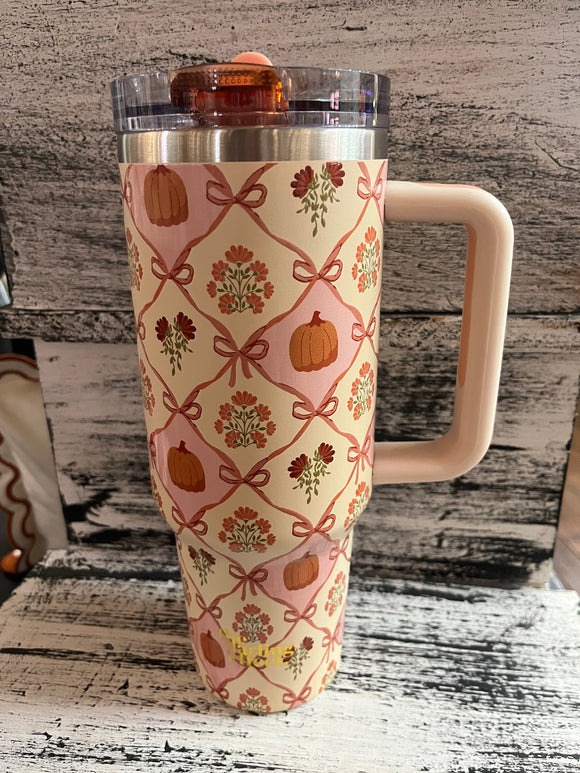 The Darling Effect 40oz Lifestyle Flip Straw Tumbler - Patchwork Pumpkin