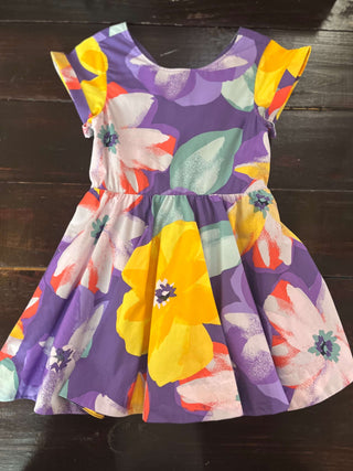 Tea Collection Large Tropical Floral Button Back Skirted Dress