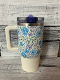 The Darling Effect 20oz Lifestyle Flip Straw Tumbler Secret Garden Blue