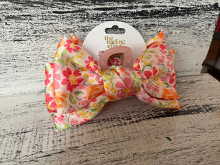 The Darling Effect Satin Bow Claw Clip Secret Garden Pink