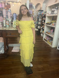Listicle Yellow Romantic Tiered Woven Maxi Dress