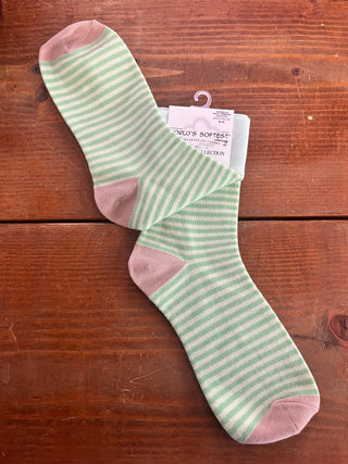 World's Softest Socks Garden Mini Crew Lime Stripe