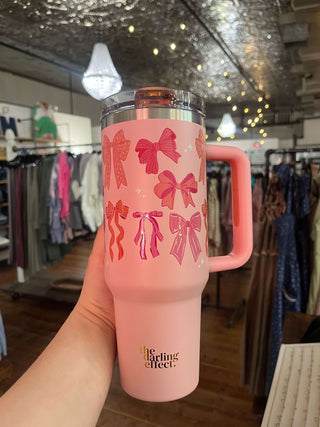 Darling Effect 40oz Lifestyle Flip Tumbler Straw Blushing Bows