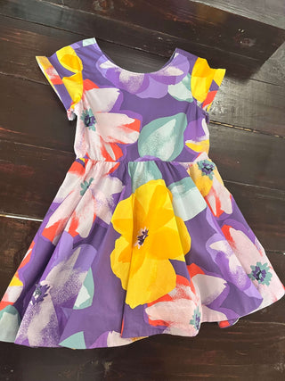 Tea Collection Large Tropical Floral Button Back Skirted Dress