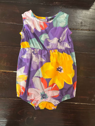 Tea Collection Large Tropical Floral Peek-A-Boo Back Baby Romper