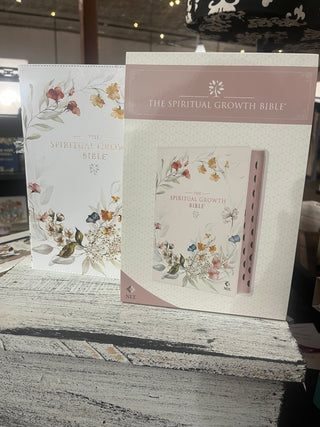 Christian Art Gifts NLT The Spiritual Growth Bible Faux Leather Cream Floral Printed