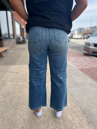 Judy Blue HW Utility Pockets Crop Wide - Plus Sizes