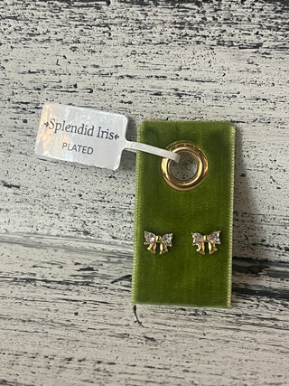 Splendid Iris Gold Bow Stud Earrings