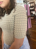 Listicle Pearl Bubble Textured Knit Top