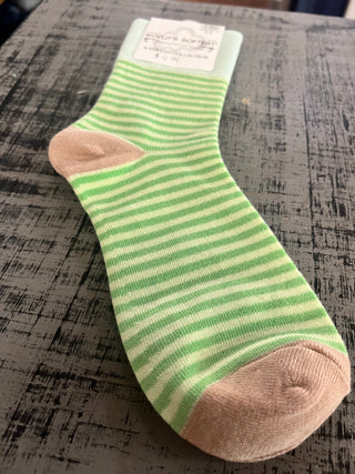 World's Softest Socks Garden Mini Crew Lime Stripe