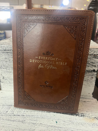 Christian Art Gifts Devotional Bible NLT for Men Faux Leather, Chestnut Brown