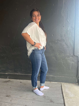 Judy Blue Core Midrise Cuffed Boyfriend Jeans - Plus Sizes