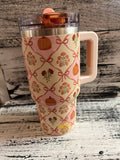 The Darling Effect 20oz Lifestyle Flip Straw Tumbler Patchwork Pumpkin