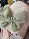 The Darling Effect Betty Bow Sage Fuzzy Slippers