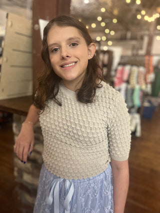 Listicle Pearl Bubble Textured Knit Top