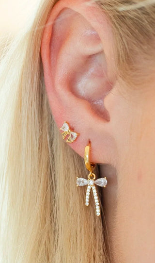 Splendid Iris Gold Bow Stud Earrings