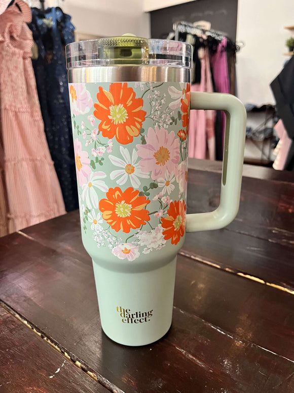 Darling Effect 40oz Lifestyle Flip Straw Tumbler Bouquet Beauty Sage