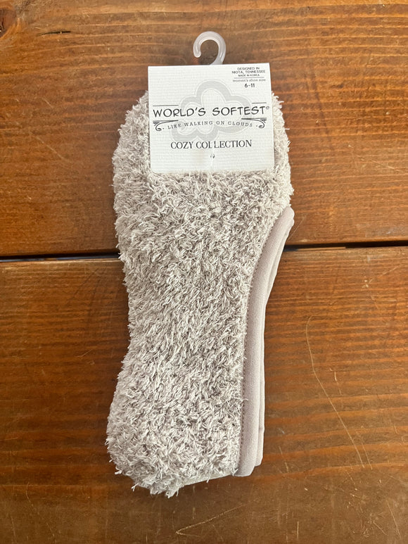 World's Softest Socks Cozy Footsie OS Taupe Socks