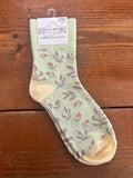 World's Softest Socks Garden Mini Crew Lime Multi Foliage Socks