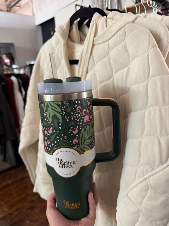 Darling Effect 40oz Jolly Sprig Green Tumbler Straw Set