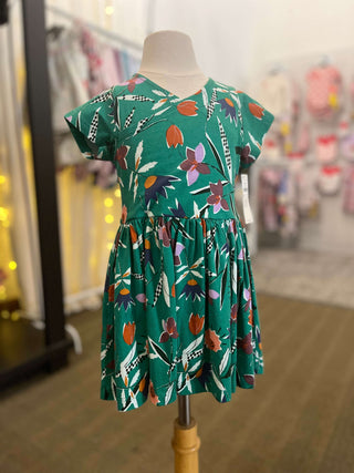 TEA Collection Kilim Tulip Short Sleeve Wrap Neck Dress