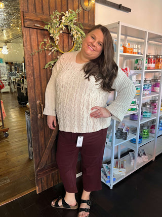 Judy Blue Oxblood, High Waist Tummy Control, Wide Crop