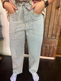 Easel Washed Denim Striped Twill Pant - Regular Sizes