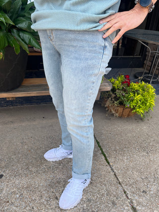 Judy Blue V-Front Cool Denim Cuff Boyfriend - Regular Sizes