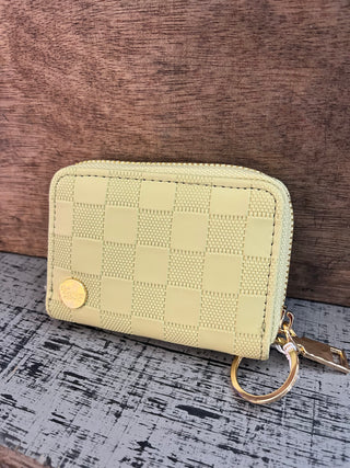 Darling Effect Green Check Zip Around Wallet