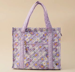 The Darling Effect The Everyday Quilted Tote Bag Bouquet Beauty Purple