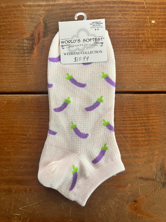 World's Softest Socks Garden Low Eggplant Socks