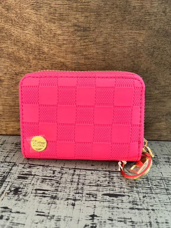 Darling Effect Hot Pink Check Zip Around Wallet
