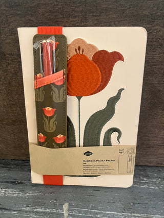 Denik Tulip Not book, Pouch & Pen Set