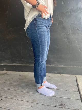 Judy Blue Core Midrise Cuffed Boyfriend Jeans - Plus Sizes