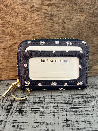Darling Effect Pretty Posies Navy Zip Around Wallet
