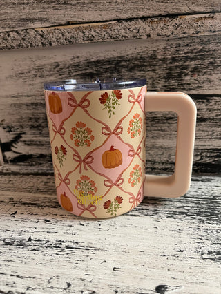 The Darling Effect 14oz Insulated Mug - Patchwork Pumpkins