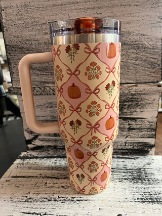 The Darling Effect 40oz Lifestyle Flip Straw Tumbler - Patchwork Pumpkin